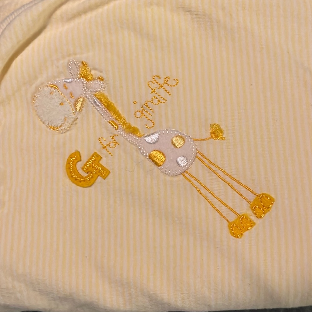 Absorba Yellow, White Striped G is for Giraffe Baby Blanket